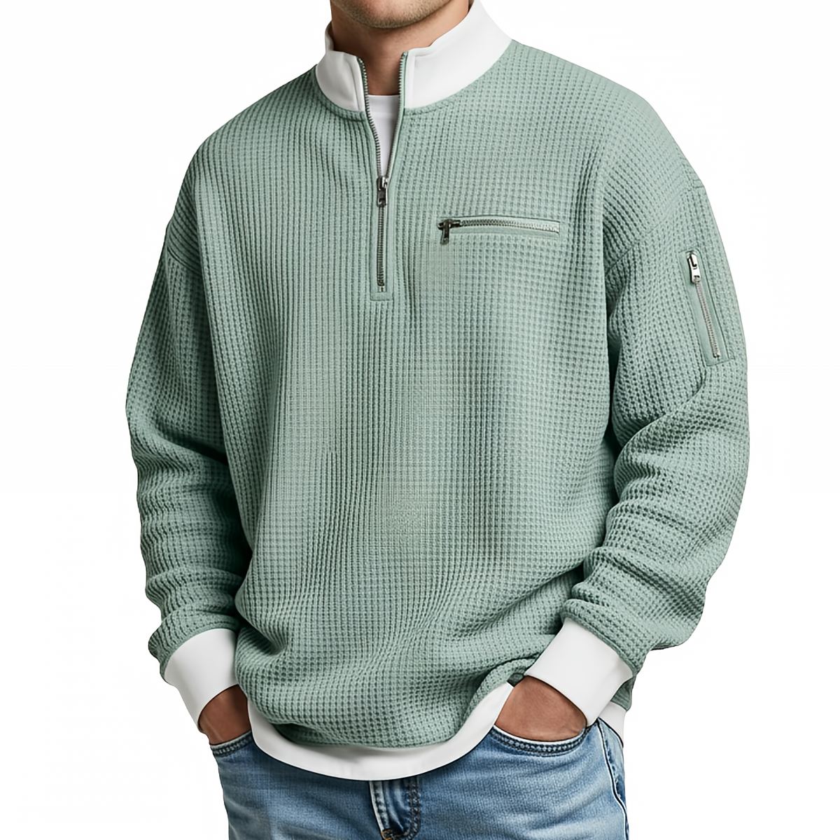 BRIAN™ | Sweater | Waffle-Knit Sweater with Half-Zip