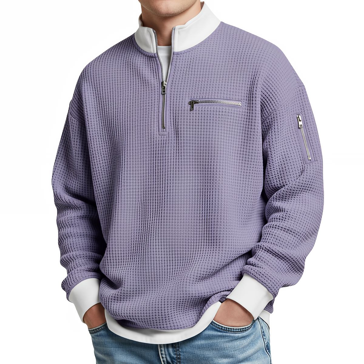 BRIAN™ | Sweater | Waffle-Knit Sweater with Half-Zip