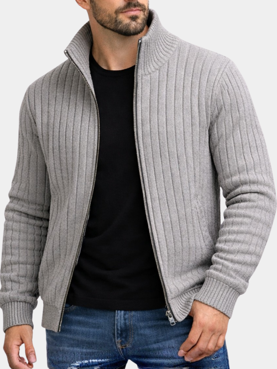BRIAN™ | Men's Ribbed Knit Zip Cardigan