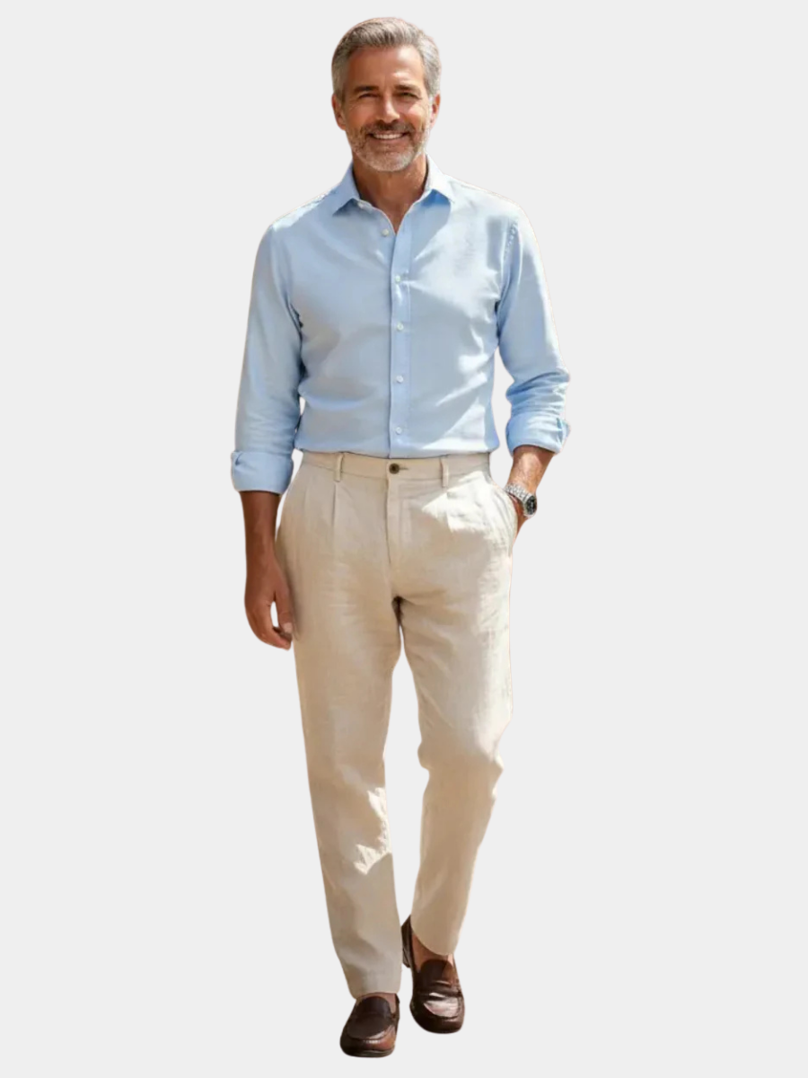 BRAIN™ | Men's Pleated Linen Trousers