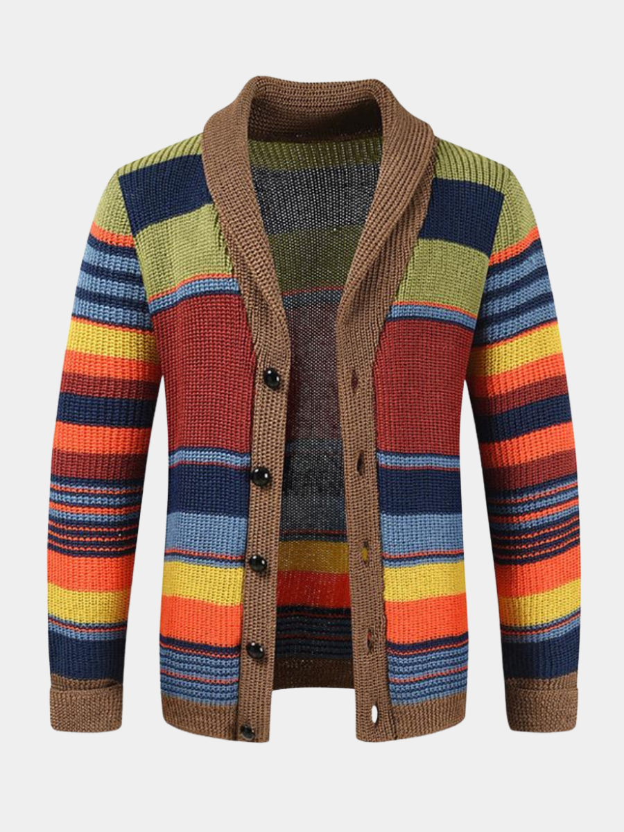 BRIAN™ | Men's Retro Striped Shawl Collar Cardigan