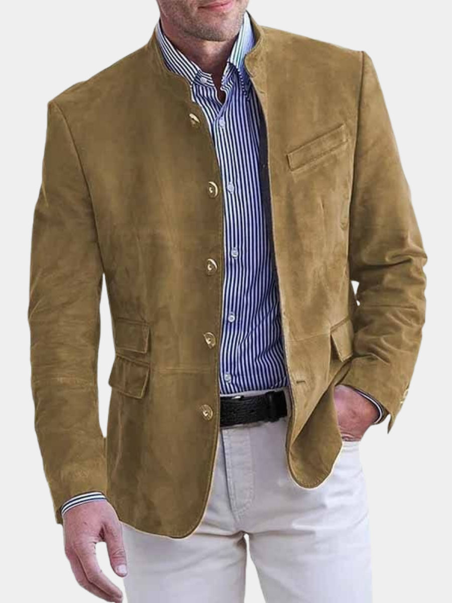 BRIAN™ | Stand-Collar Suede Blazer