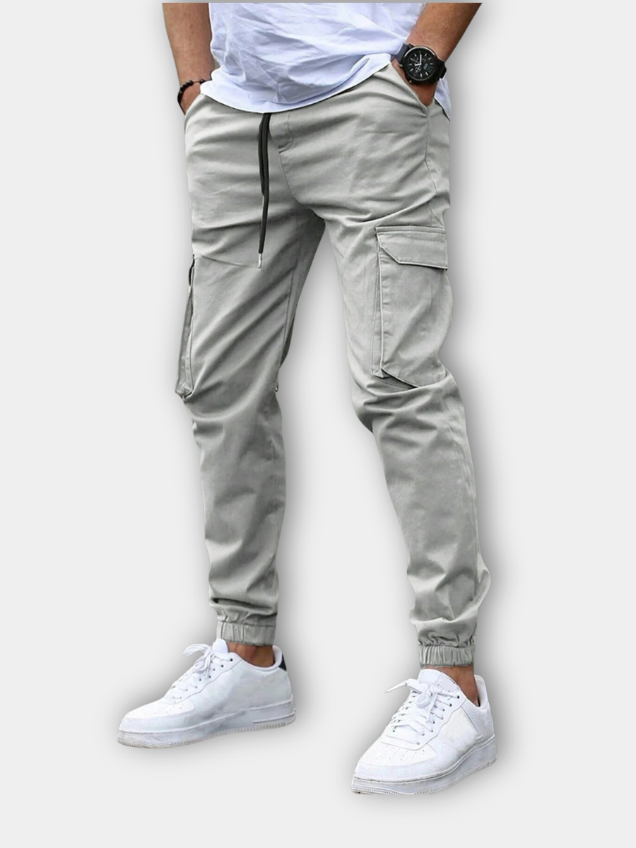 BRAIN™ | Men's Cotton-Blend Elastic Waist Cargo Trousers