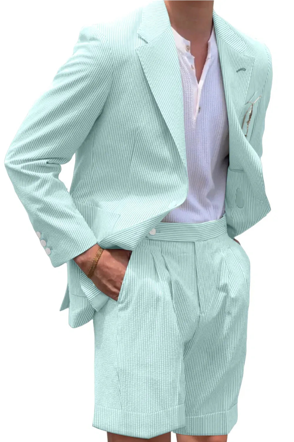 BRIAN™ | Men's Striped Seersucker Blazer and Shorts Two-Piece Suit