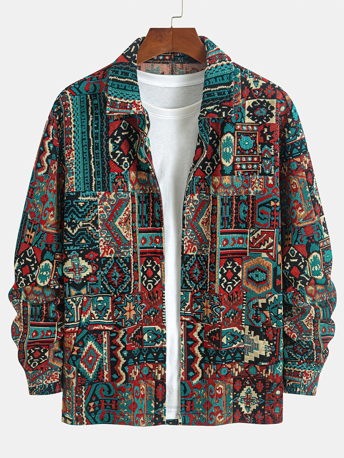 BRIAN™ | Patterned Lapel Zip Jacket
