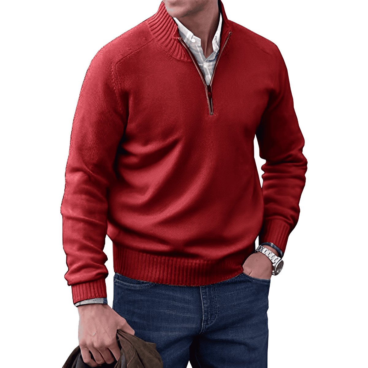 BRIAN™ | Zip-Neck High-collar knit