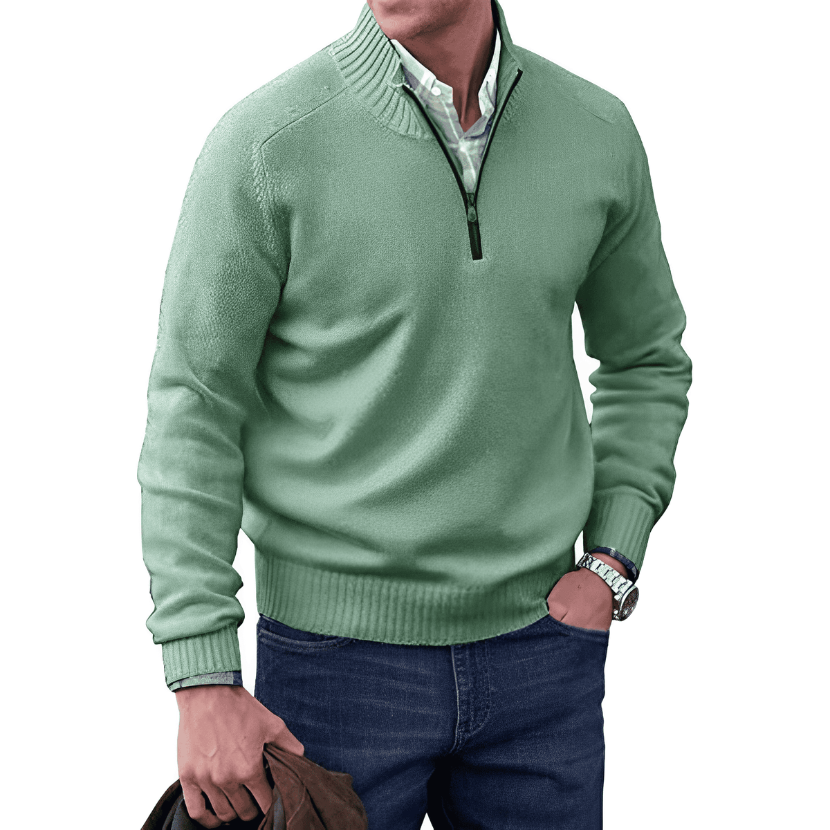 BRIAN™ | Zip-Neck High-collar knit