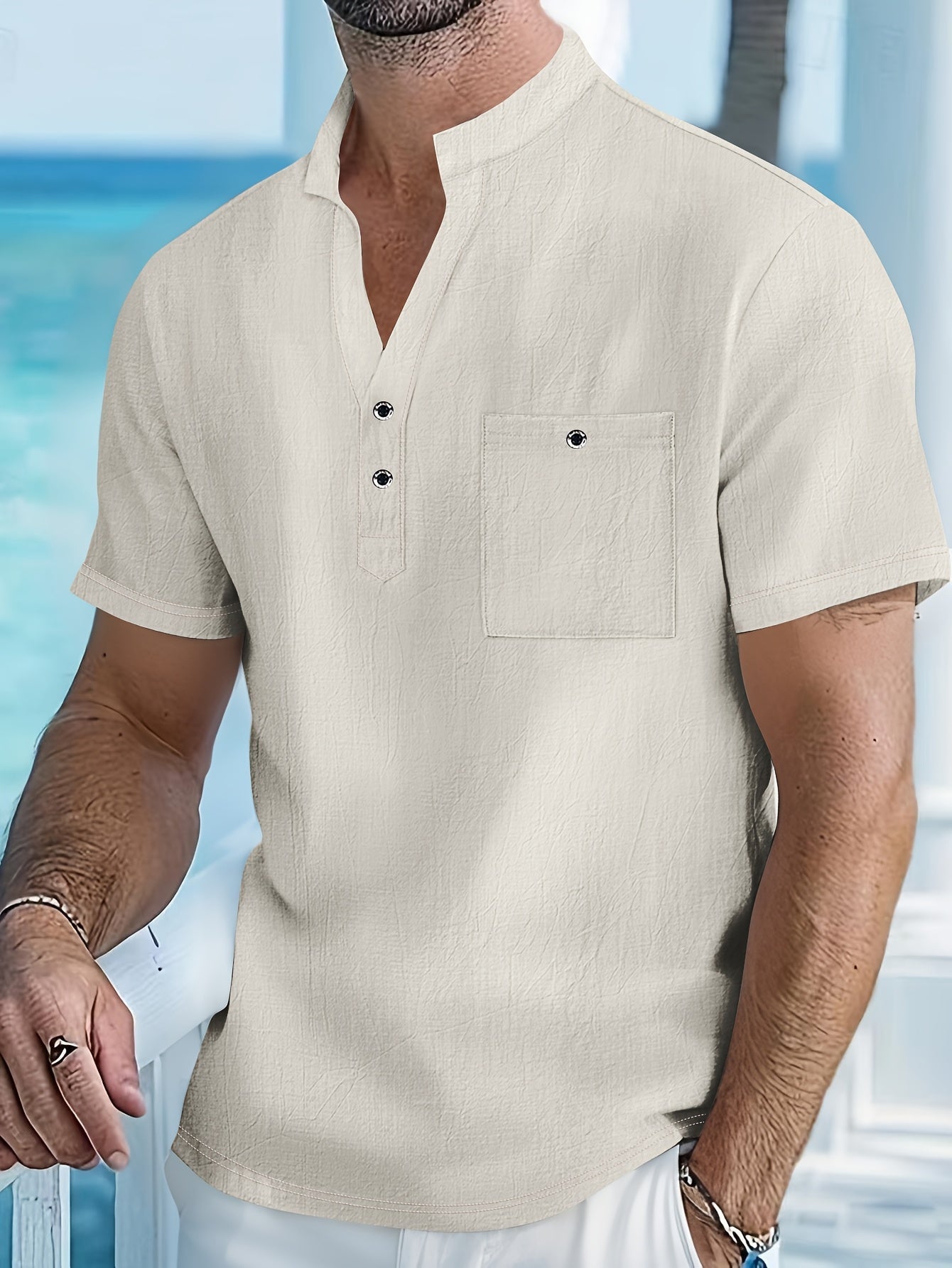 BRAIN™ | Men's Linen Henley Shirt