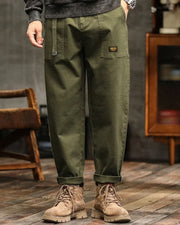 BRAIN™ | Men's Vintage-Wash Pleated Cargo Trousers