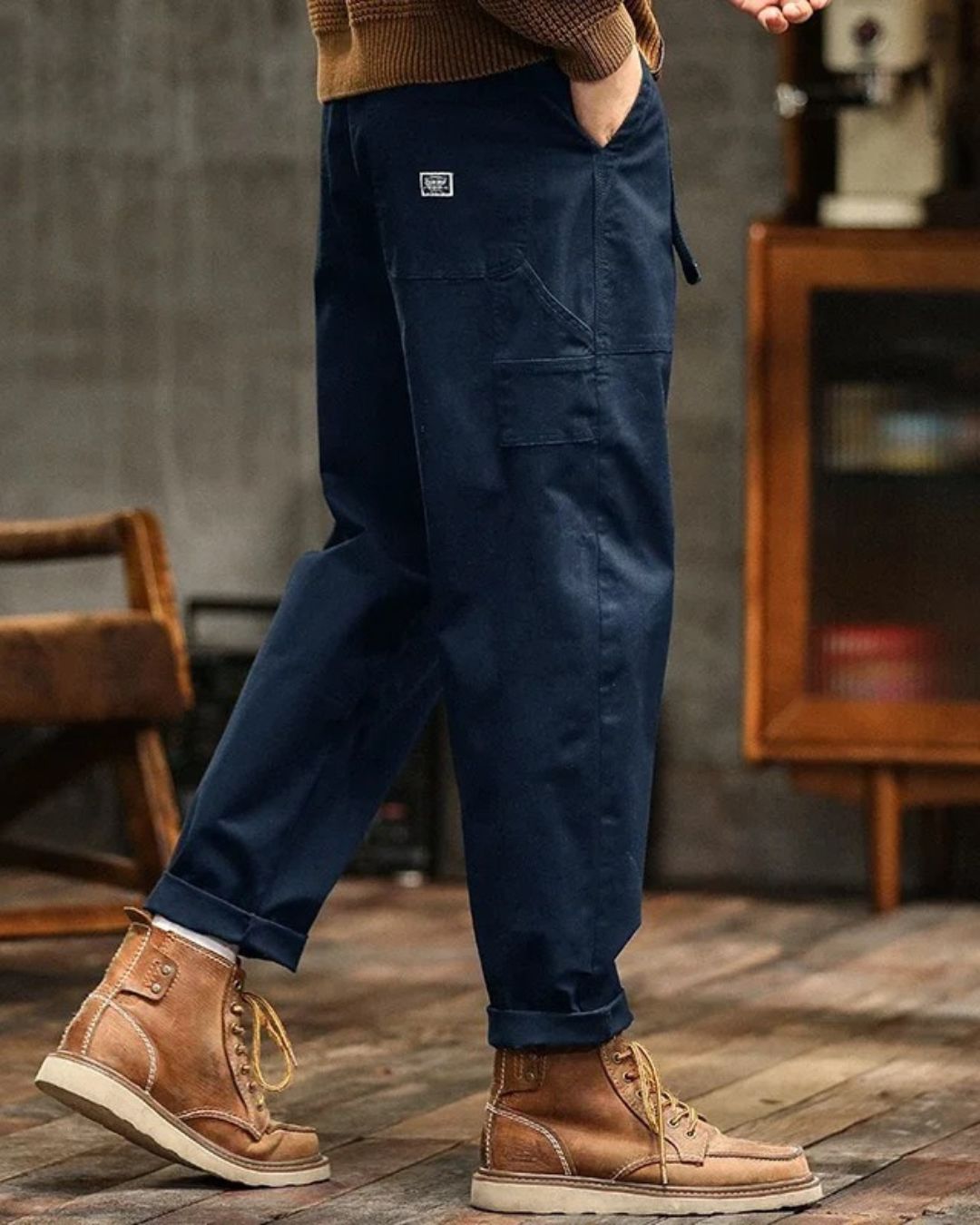 BRAIN™ | Men's Vintage-Wash Pleated Cargo Trousers