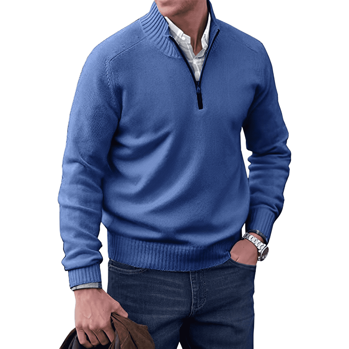 BRIAN™ | Zip-Neck High-collar knit