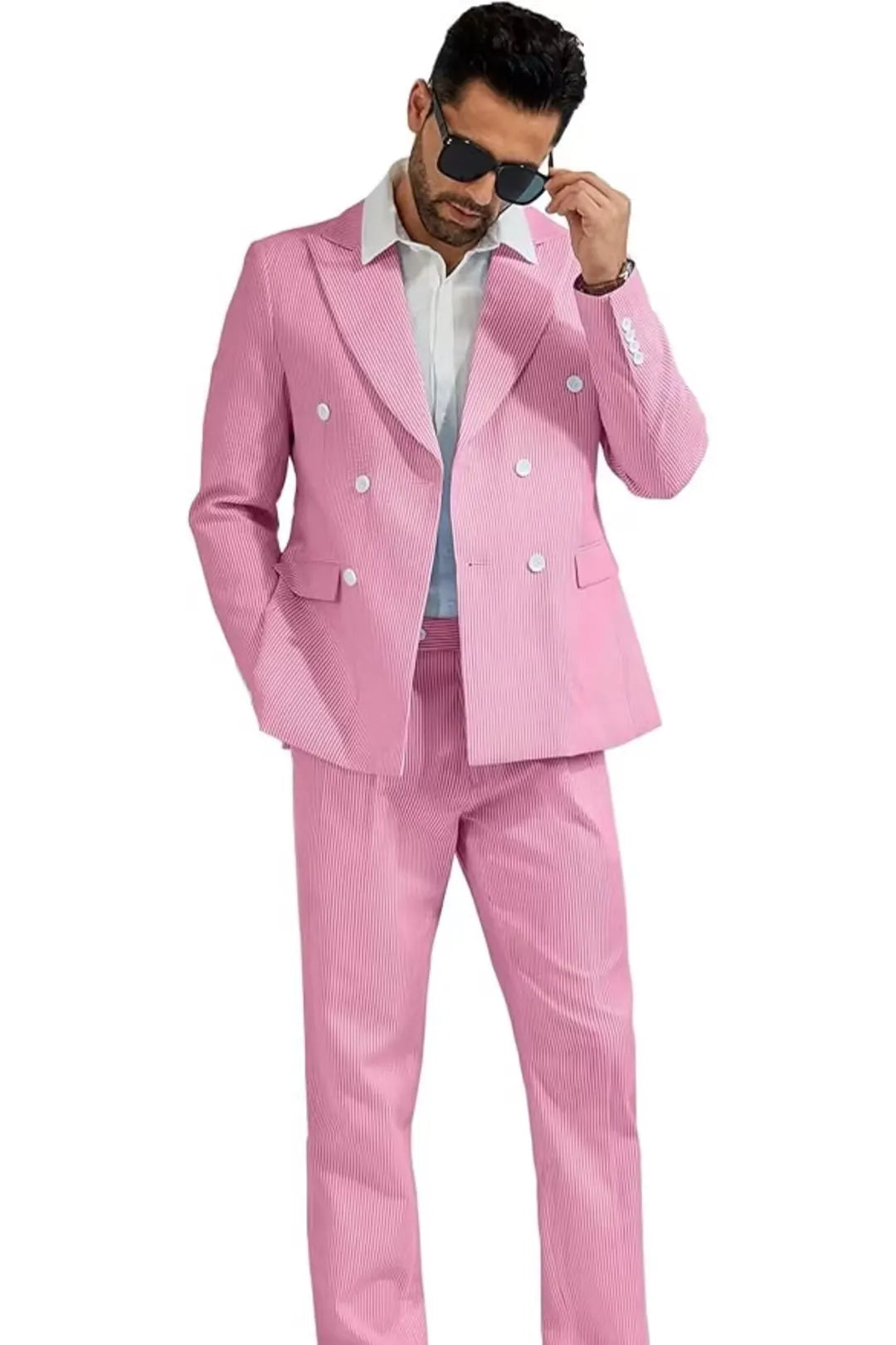 BRIAN™ | Men's Double-Breasted Seersucker 2-Piece Suit