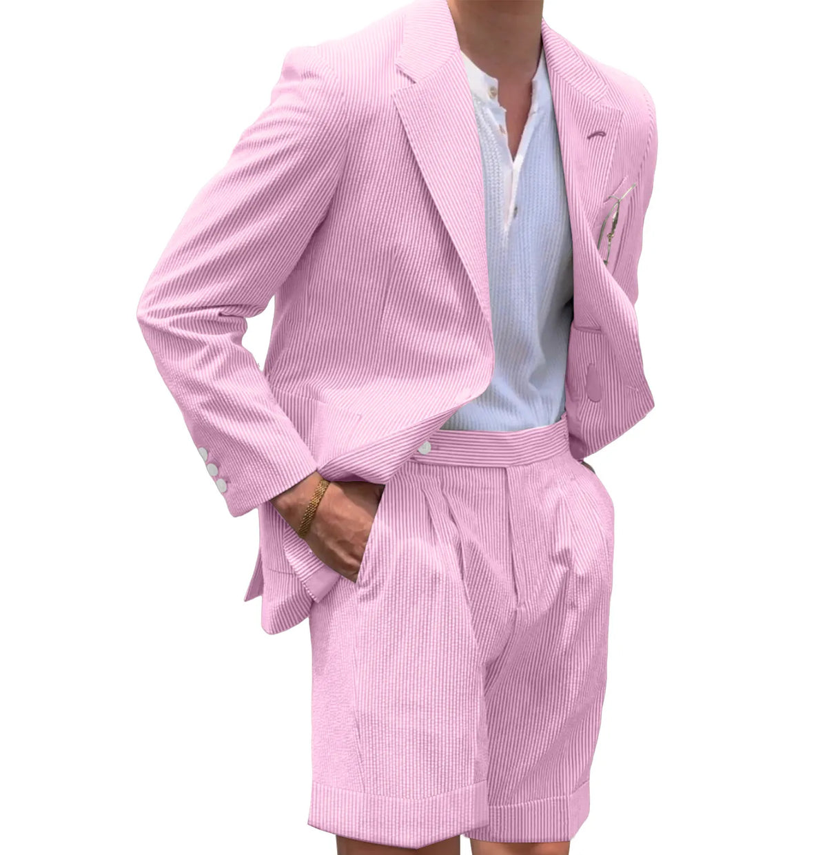 BRIAN™ | Men's Striped Seersucker Blazer and Shorts Two-Piece Suit