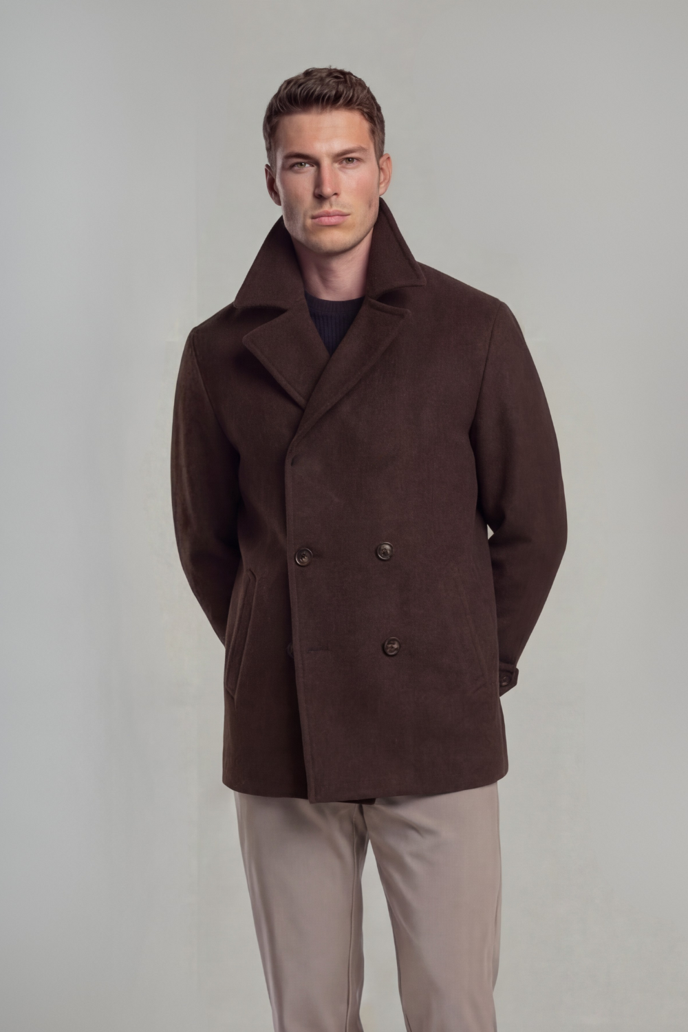 BRIAN™ | Brown Wool Peacoat