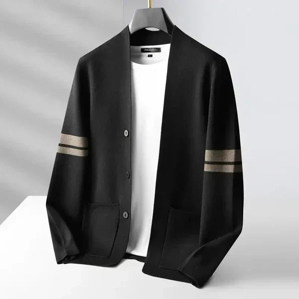 BRIAN™ | Merino Stripe-Sleeve Button Cardigan