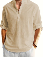 BRAIN™ | Men's Cotton-Linen Popover Shirt