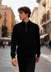 BRIAN™ | Half-Zip Sweater – Viscose Modal Pullover with High Collar CT-007