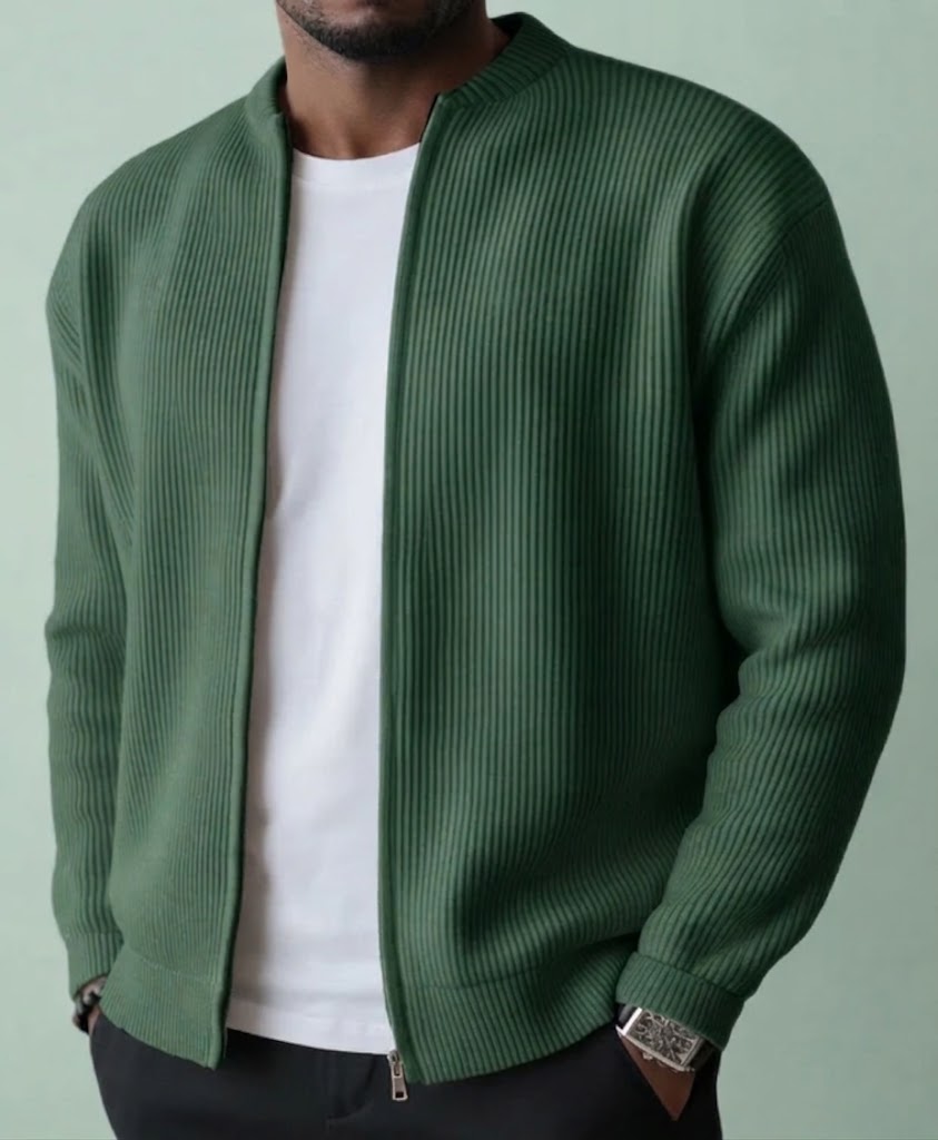 BRIAN™ | Ribbed Knit Cardigan Jacket with Zipper