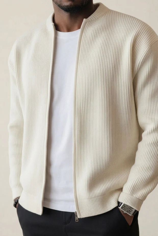 BRIAN™ | Ribbed Knit Cardigan Jacket with Zipper