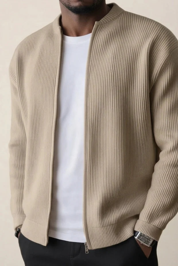 BRIAN™ | Ribbed Knit Cardigan Jacket with Zipper
