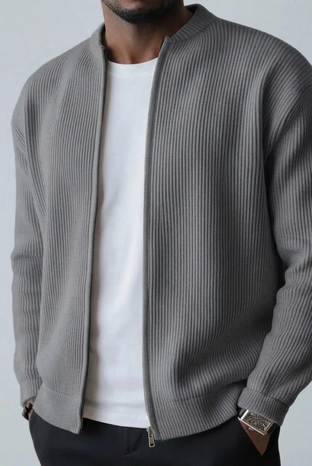 BRIAN™ | Ribbed Knit Cardigan Jacket with Zipper