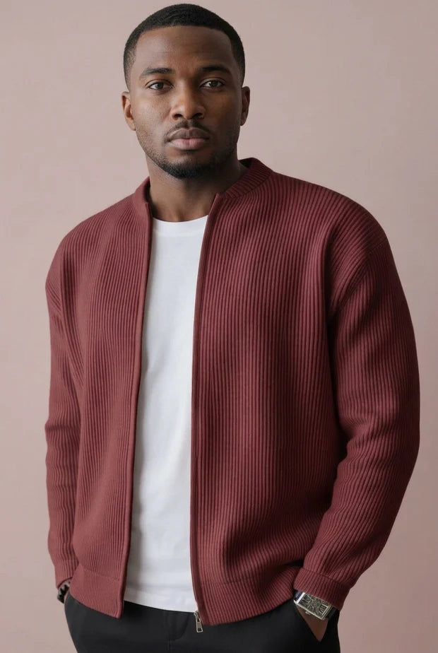 BRIAN™ | Ribbed Knit Cardigan Jacket with Zipper