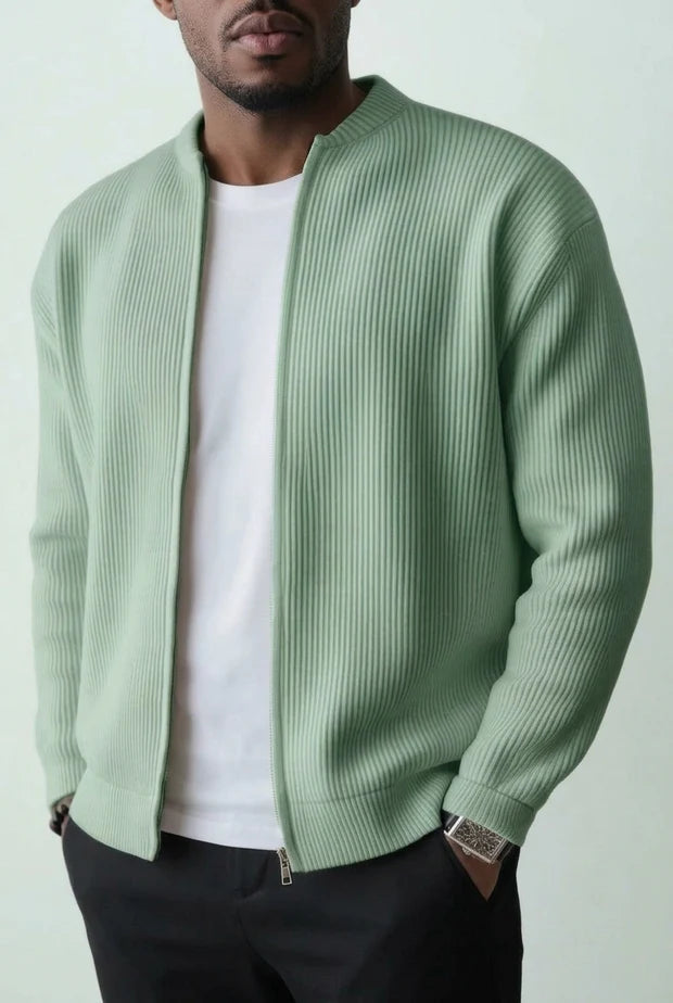 BRIAN™ | Ribbed Knit Cardigan Jacket with Zipper