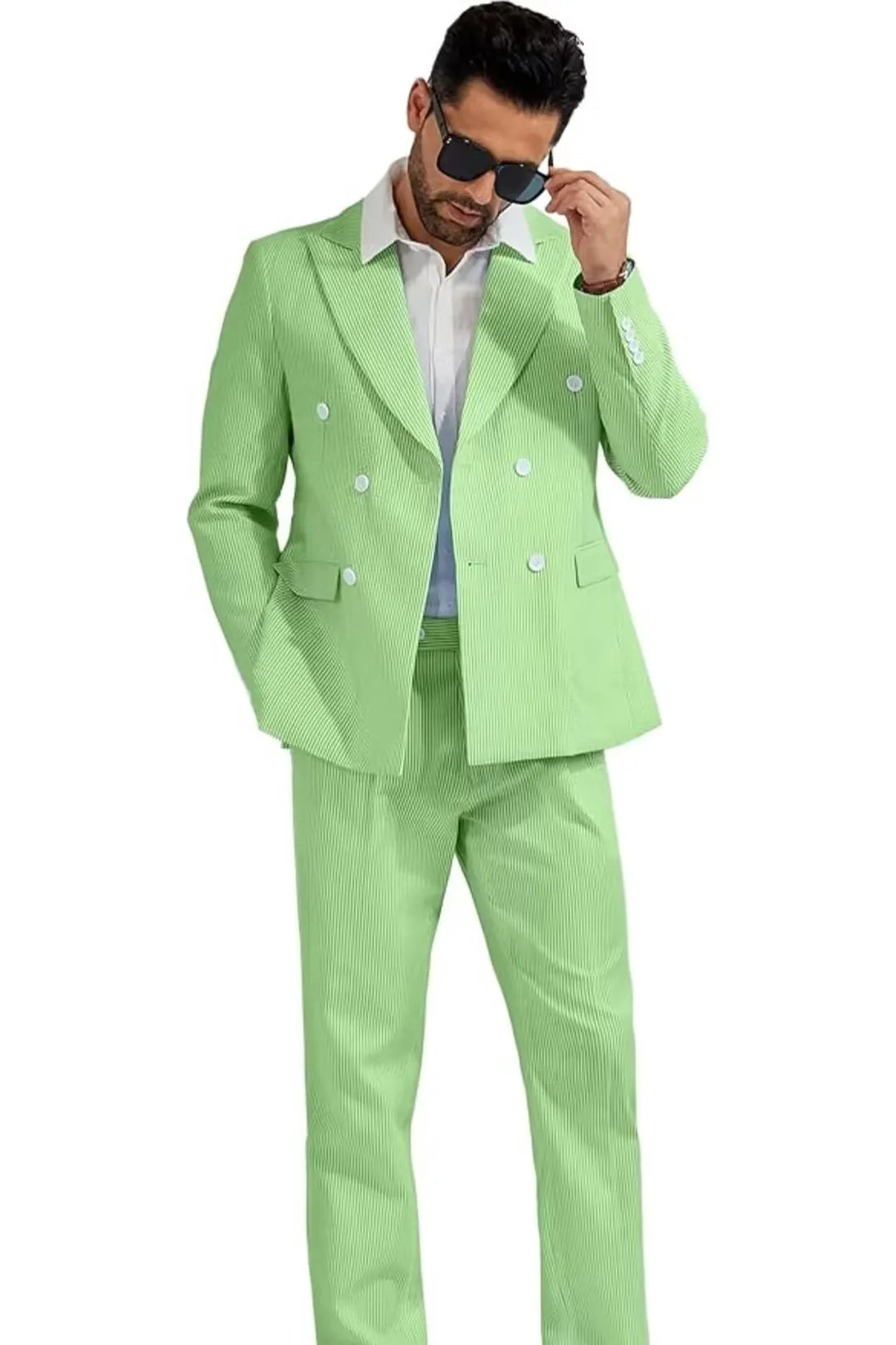 BRIAN™ | Men's Double-Breasted Seersucker 2-Piece Suit