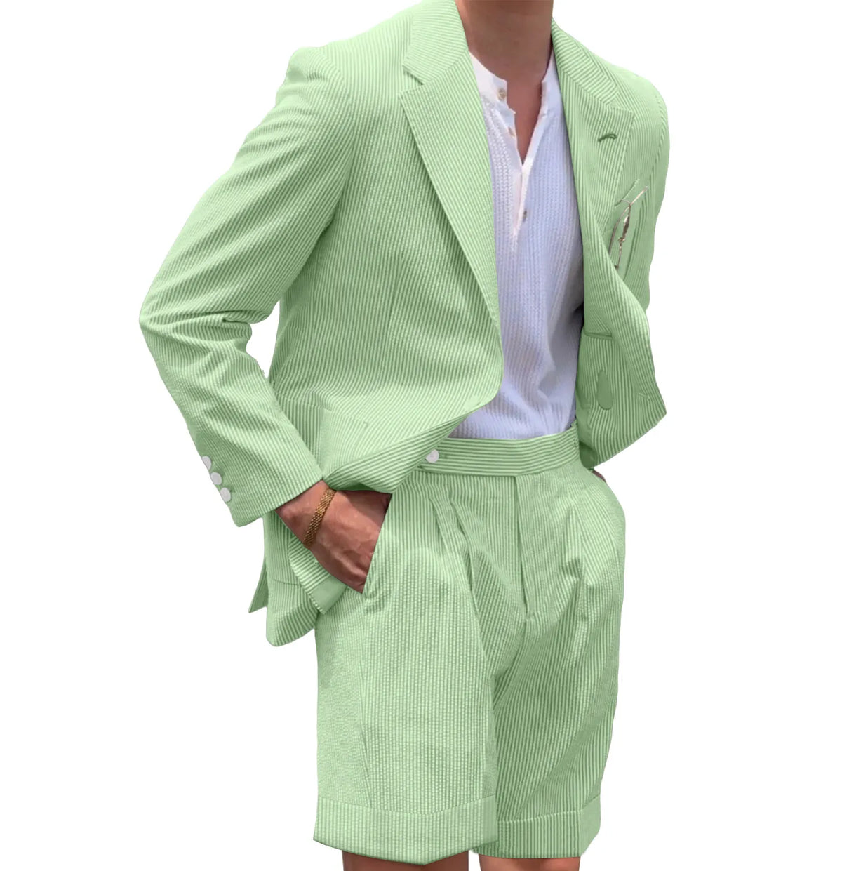 BRIAN™ | Men's Striped Seersucker Blazer and Shorts Two-Piece Suit
