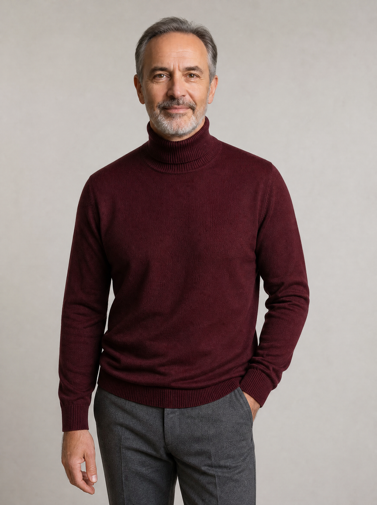 Riviera Fine-Knit Turtleneck in Red Wine