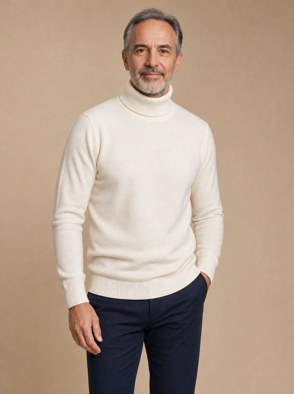 Riviera Fine-Knit Turtleneck in White