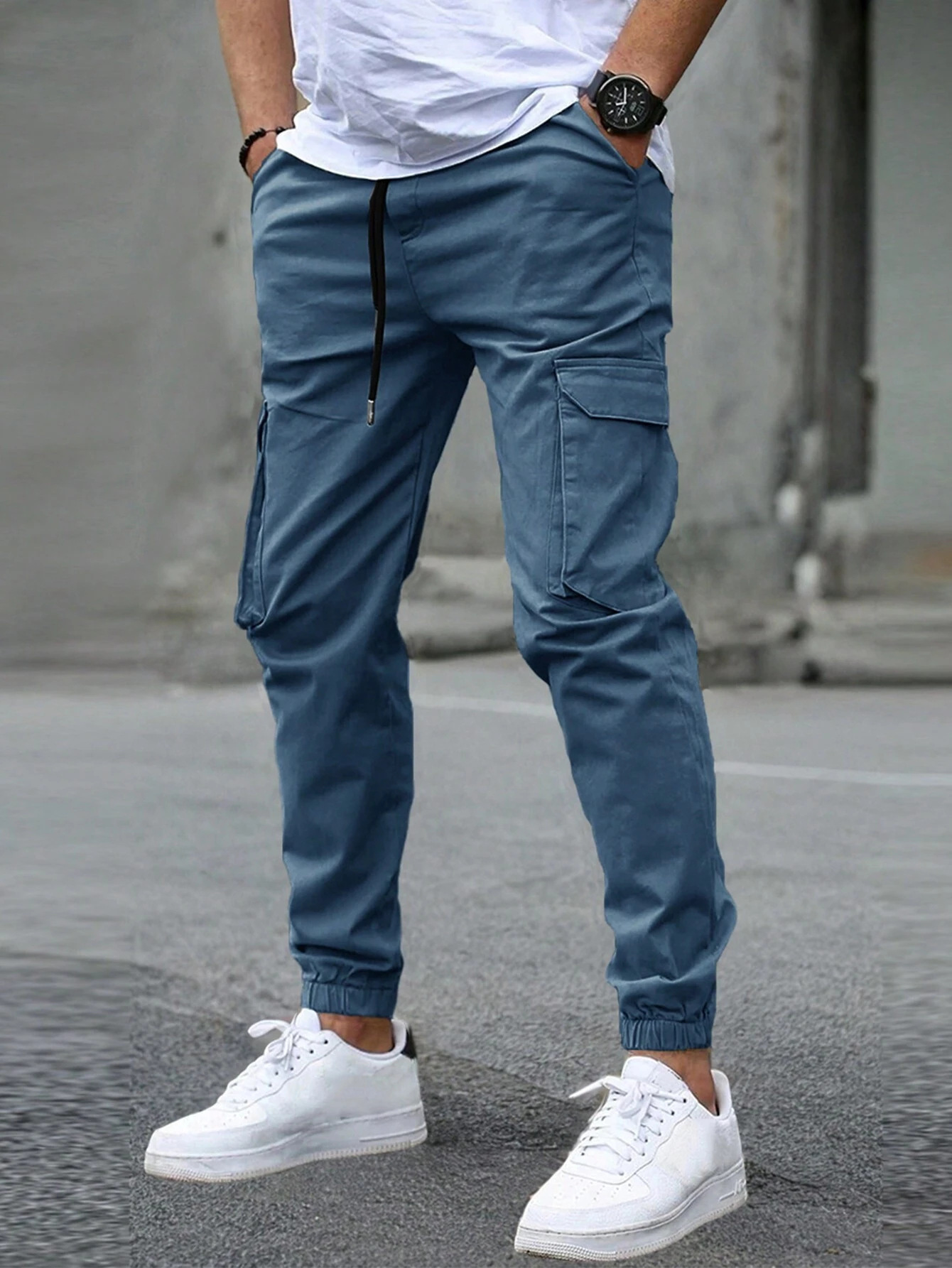 BRAIN™ | Men's Cotton-Blend Elastic Waist Cargo Trousers