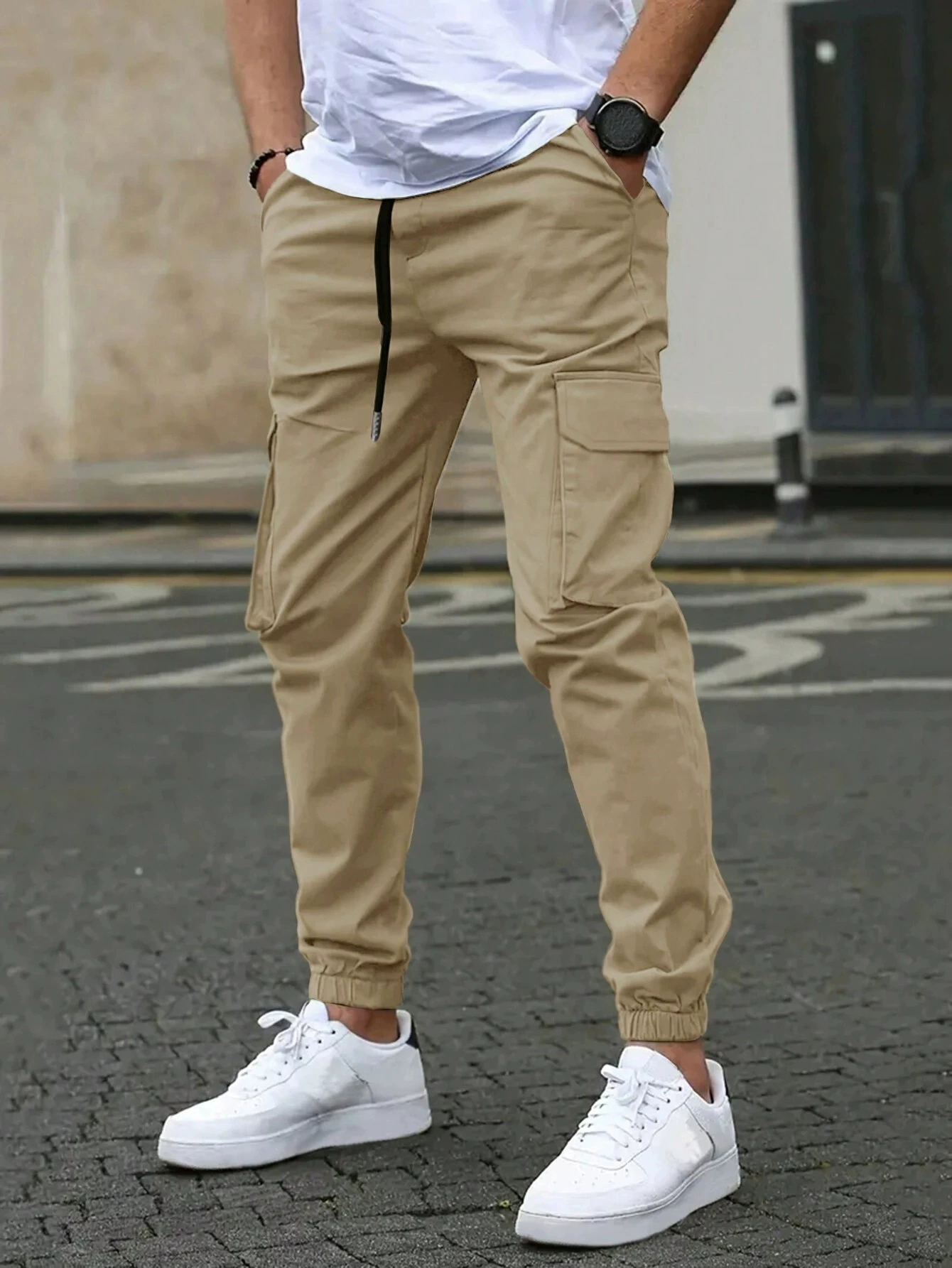 BRAIN™ | Men's Cotton-Blend Elastic Waist Cargo Trousers