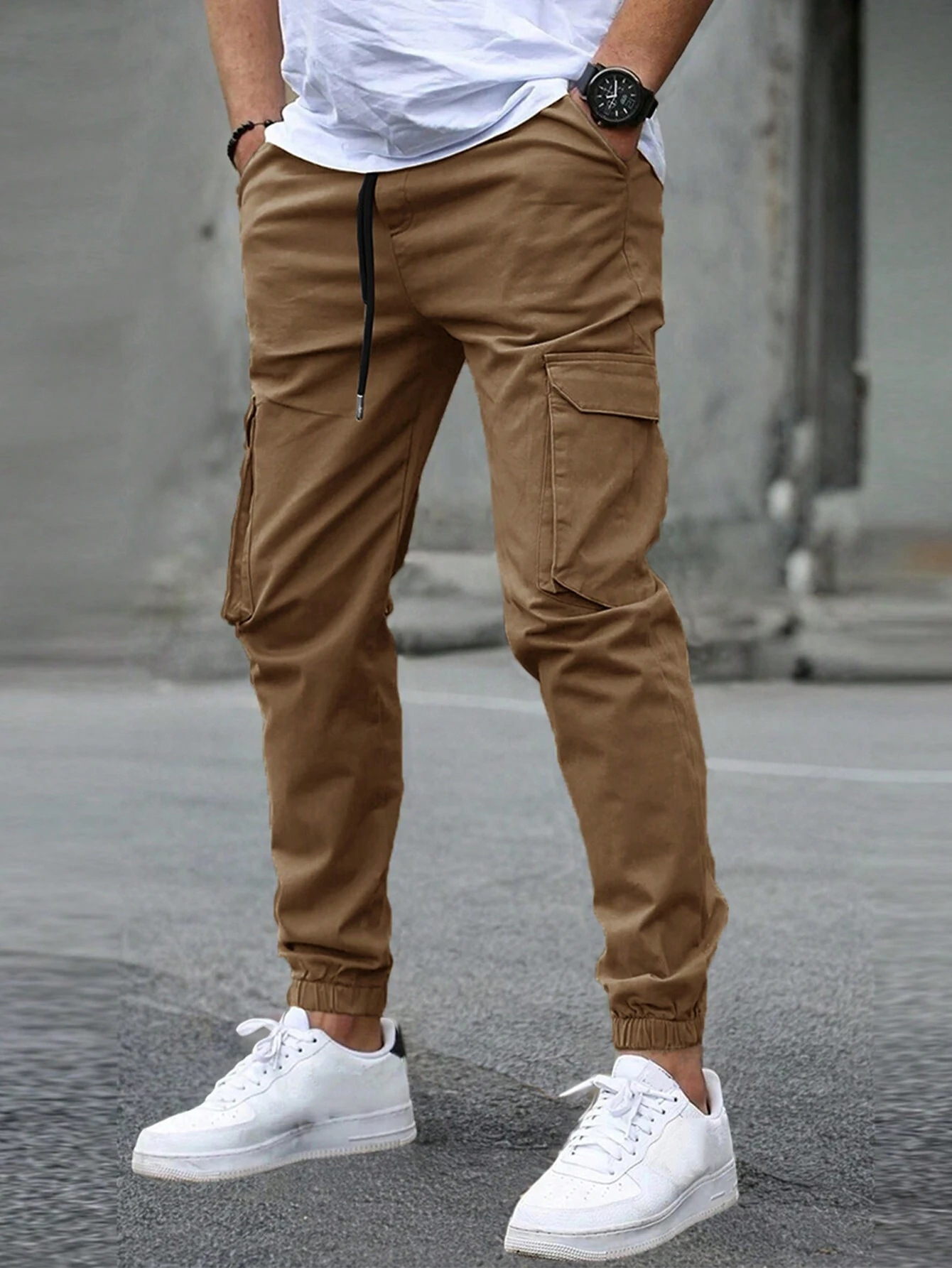 BRAIN™ | Men's Cotton-Blend Elastic Waist Cargo Trousers