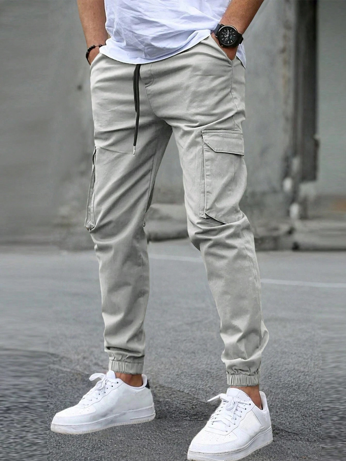 BRAIN™ | Men's Cotton-Blend Elastic Waist Cargo Trousers
