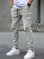 BRAIN™ | Men's Cotton-Blend Elastic Waist Cargo Trousers