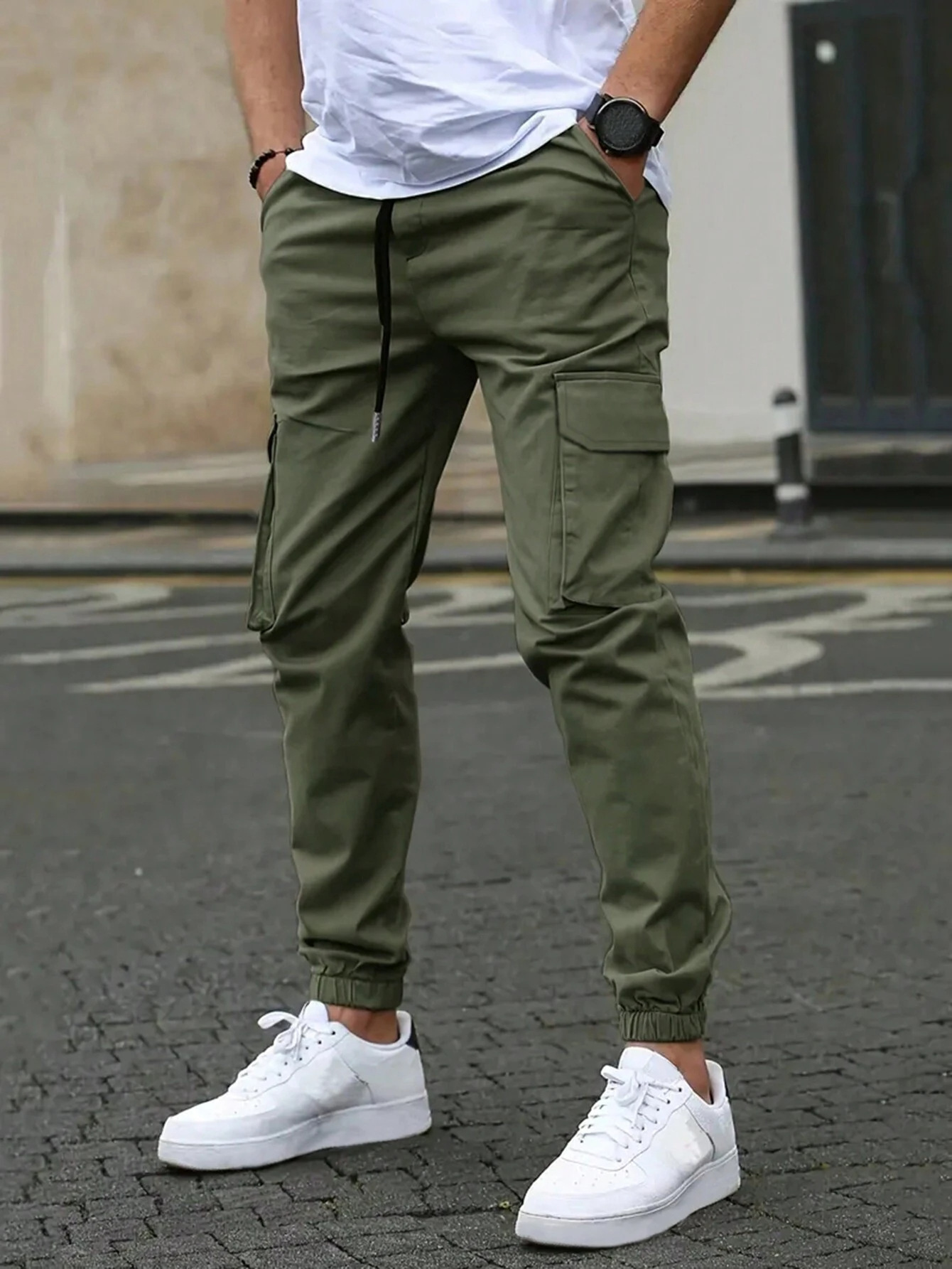BRAIN™ | Men's Cotton-Blend Elastic Waist Cargo Trousers