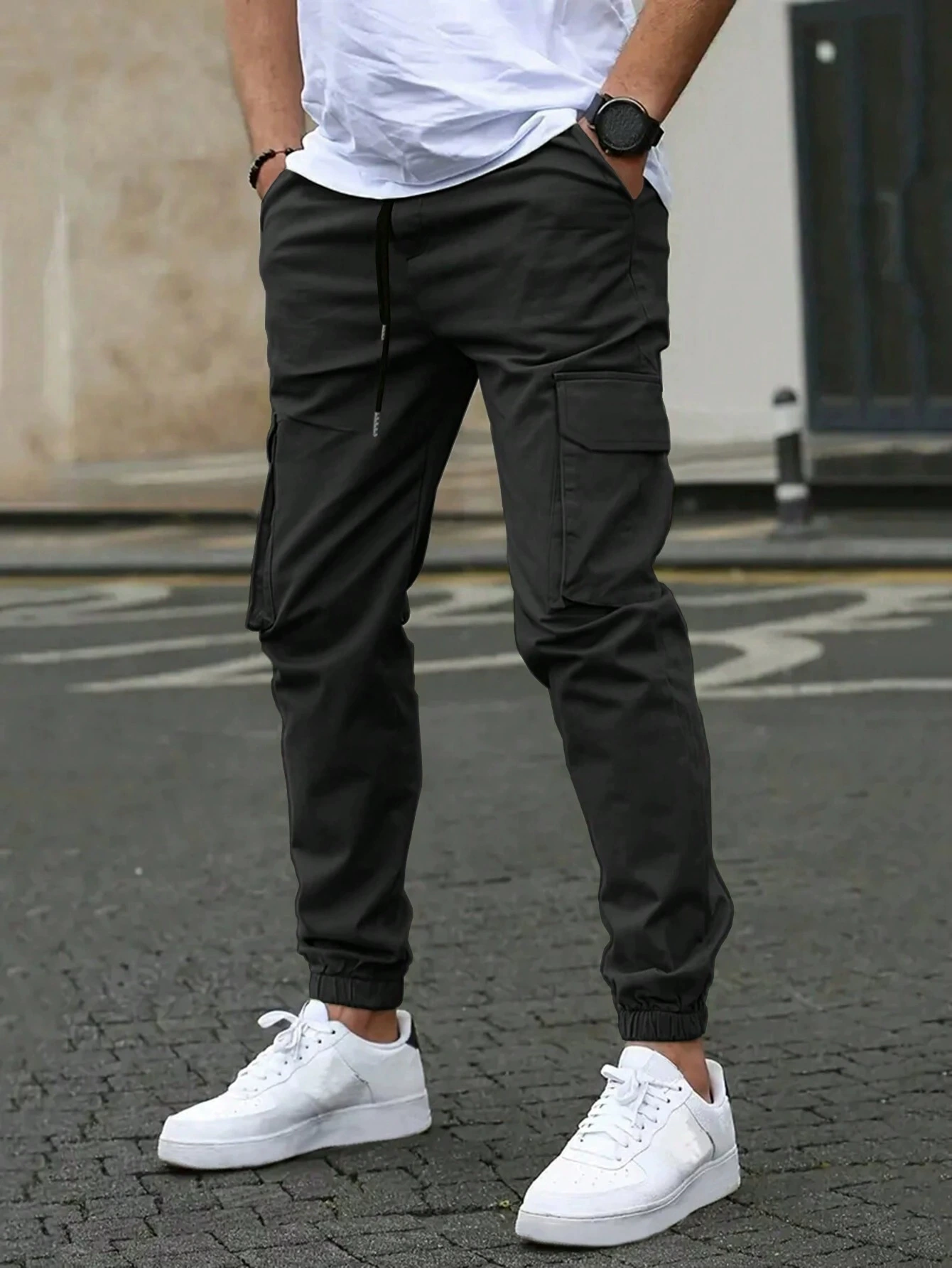BRAIN™ | Men's Cotton-Blend Elastic Waist Cargo Trousers