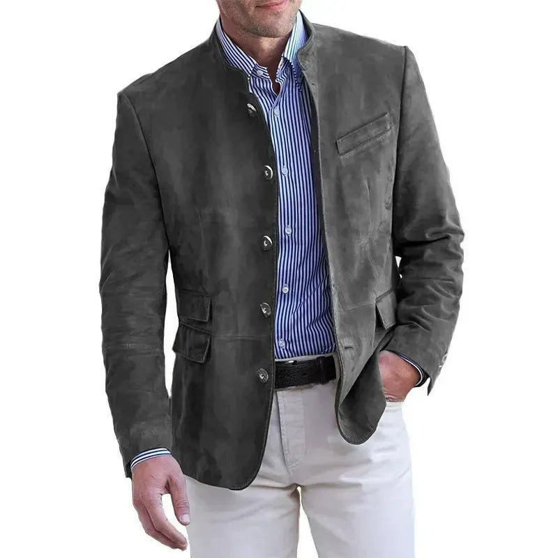 BRIAN™ | Stand-Collar Suede Blazer