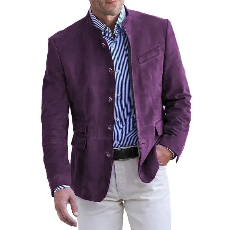 BRIAN™ | Stand-Collar Suede Blazer