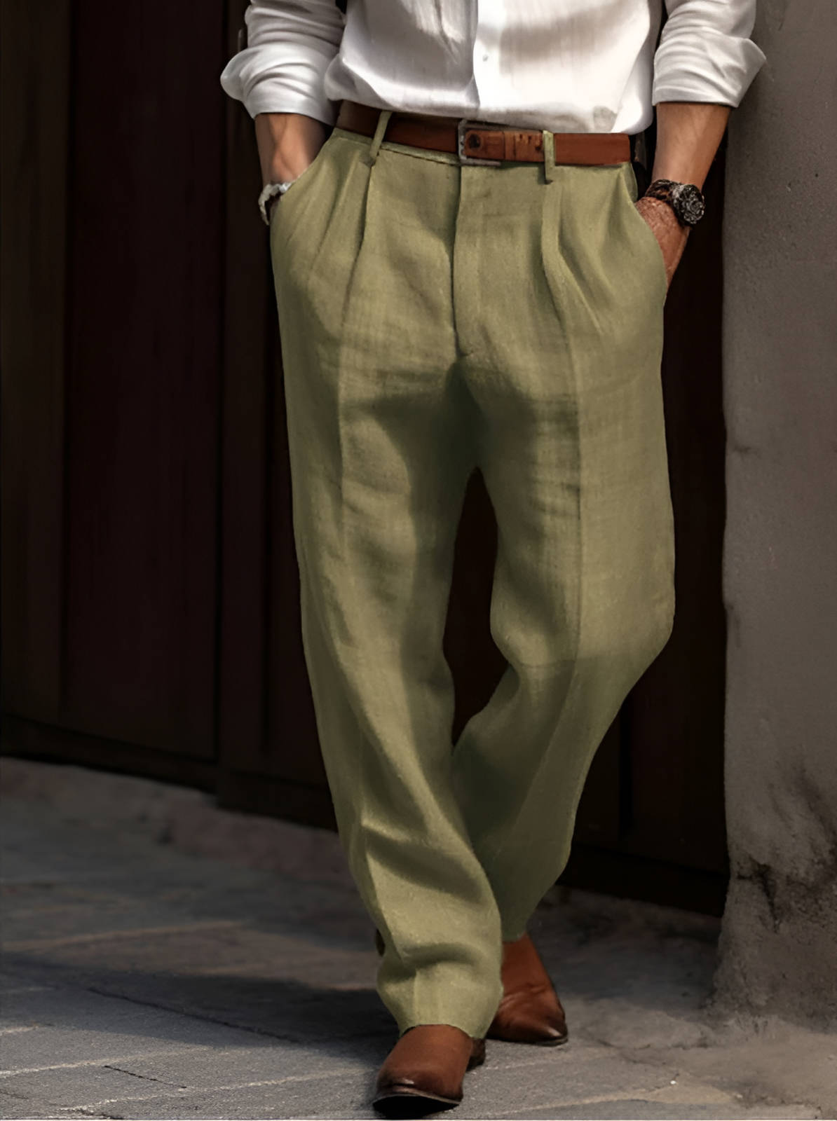 BRAIN™ | Men's Cotton-Linen Front-Pleat Trousers