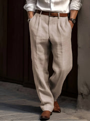 BRAIN™ | Men's Cotton-Linen Front-Pleat Trousers