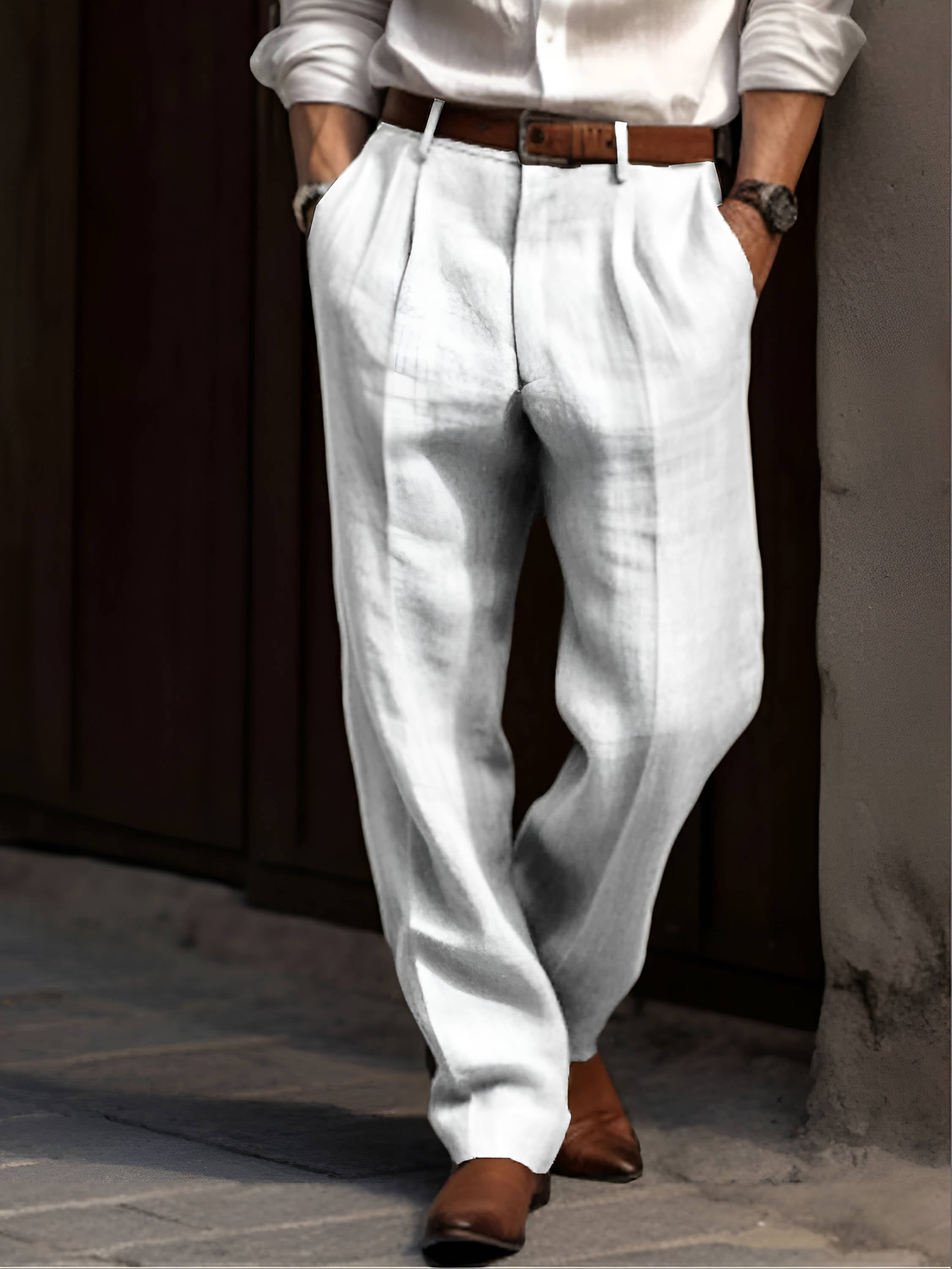 BRAIN™ | Men's Cotton-Linen Front-Pleat Trousers