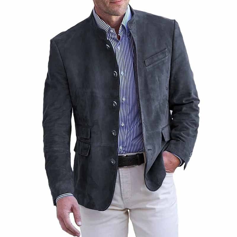 BRIAN™ | Stand-Collar Suede Blazer
