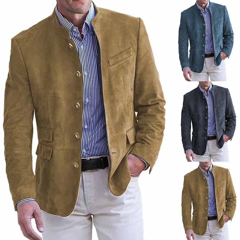 BRIAN™ | Stand-Collar Suede Blazer