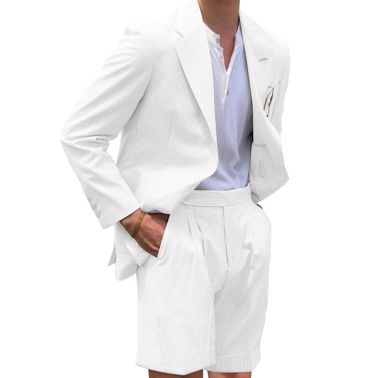 BRIAN™ | Men's Striped Seersucker Blazer and Shorts Two-Piece Suit