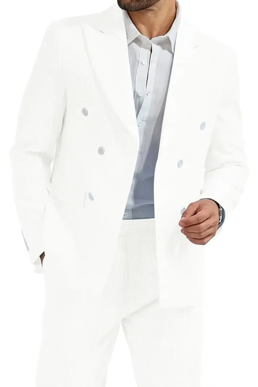 BRIAN™ | Men's Double-Breasted Seersucker 2-Piece Suit