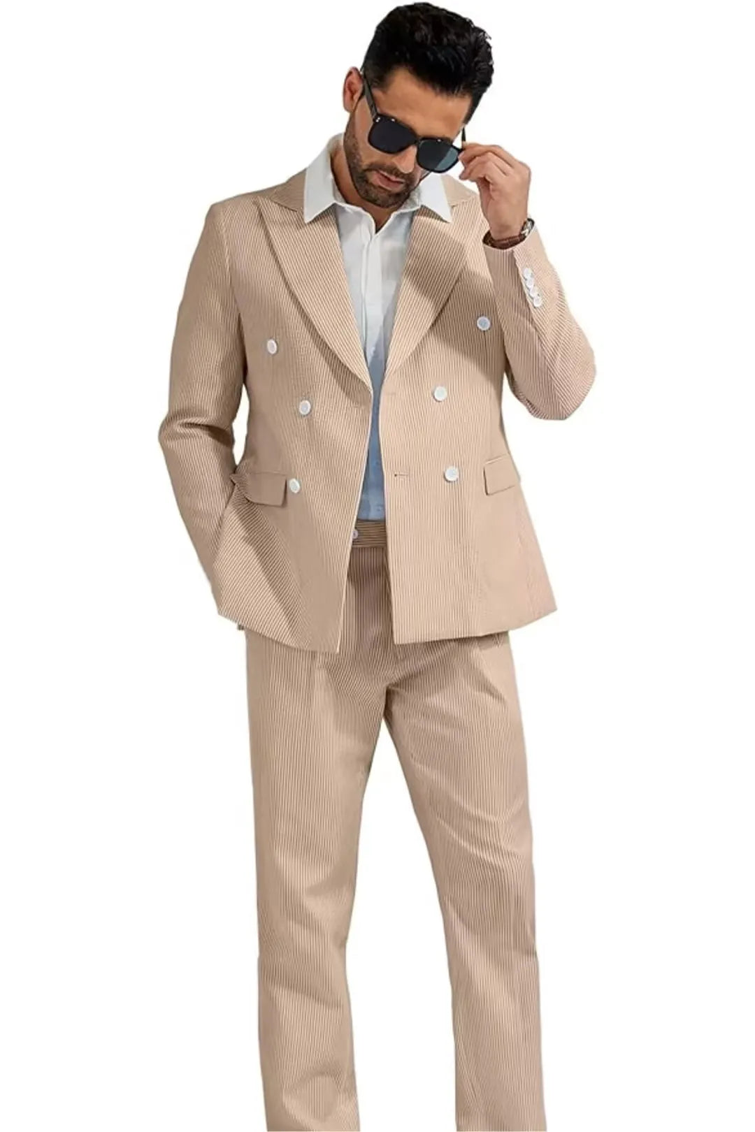 BRIAN™ | Men's Double-Breasted Seersucker 2-Piece Suit