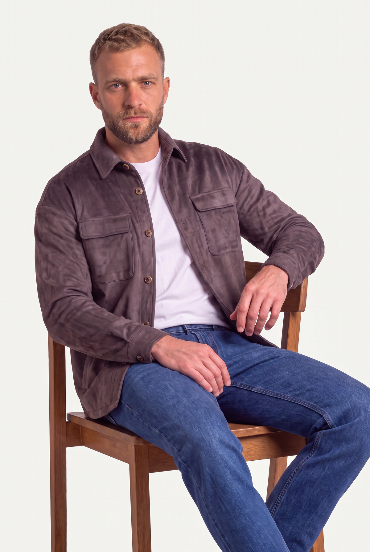 BRIAN™ | Mirsino Suede Overshirt | Coffee