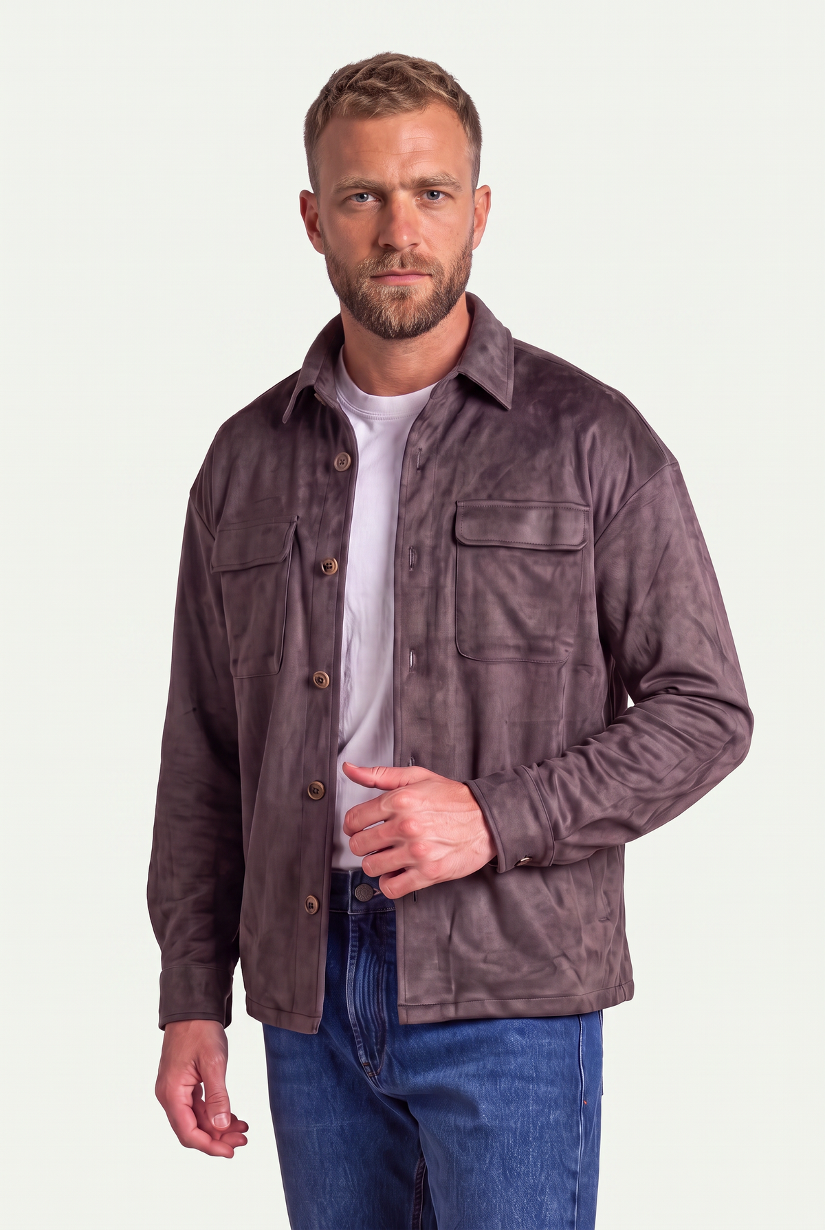 BRIAN™ | Mirsino Suede Overshirt | Coffee